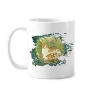 Dıythinker 350 ml Miaoji Boyama Kedi Aile Fantezi Boya Fırçası Kupa Beyaz Seramik Kupa