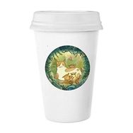 Dıythinker 350 ml Miaoji Boyama Kedi Aile Fantezi Klasik Kupa Beyaz Çömlekçilik Seramik Kupa