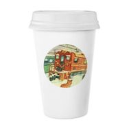 Dıythinker 350 ml Miaoji Boyama Kedi Kış Kar Tren Klasik Kupa