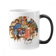 Dıythinker 350 ml Miaoji Boyama Kedi Restoran Yakalama Sıçan Değişen Renk Kupa