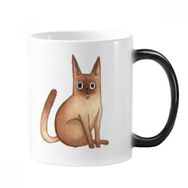 Dıythinker 350 ml Miaoji Boyama Suluboya Kedi Siyam Değişen Renk Kupa