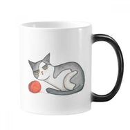 Dıythinker 350 ml Miaoji Boyama Suluboya Kukla Kedi Değiştiren Renk Kupa