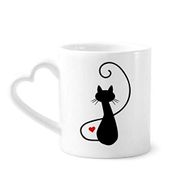 Dıythinker 350 ml Miyav Kalp Kedi Sihouette Hayvan Kupaları Seramik Kupa