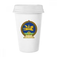 Dıythinker 350 ml Moğolistan Ulusal Amblem Klasik Kupa Beyaz Çömlekçilik Seramik Kupa