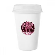 Dıythinker 350 ml Mor Zebra Dalları Yuvarlak Hayvan Klasik Kupa Beyaz Çömlekçilik Seramik Kupa