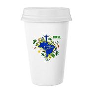 Dıythinker 350 ml Mount Corcovado Brezilya Haritaları Brezilya Karnaval Rio De Janeiro Slogan Klasik Beyaz Çömlek Seramik Kupa