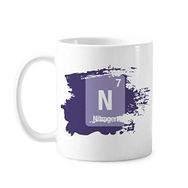 Dıythinker 350 ml N Azot Kimyasal Element Bilim Boya Fırçası Kupa Beyaz Seramik Kupa