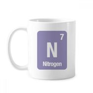 Dıythinker 350 ml N Azot Kimyasal Element Bilim Klasik Beyaz Çömlekçilik Seramik Saplı Kupa