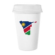 Dıythinker 350 ml Namibya Cumhuriyeti Bayrağı Afrika Ülke Haritası Şekli Klasik Beyaz Çömlek Seramik Kupa