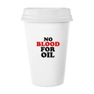 Dıythinker 350 ml No Blood For Oil Love And Peace World Klasik Kupa Beyaz Çömlekçilik Seramik Kupa