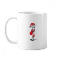 Dıythinker 350 ml Noel Baba Horus Şapka Çanta Klasik Beyaz Çömlekçilik Seramik Saplı Kupa