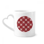 Dıythinker 350 ml Noel Dekorasyonu Kırmızı Beyaz Desenli Kupaları Seramik Kupa