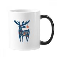 Dıythinker 350 ml Noel Tatili Mavi Geyik Renk Kupa