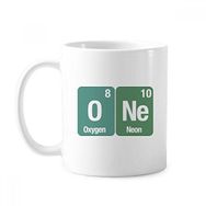 Dıythinker 350 ml One Chemical Element Science Klasik Beyaz Çömlekçilik Seramik Saplı Kupa