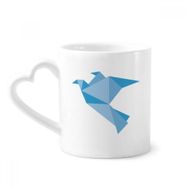 Dıythinker 350 ml Origami Soyut Mavi Güvercin Desenli Kupaları Seramik Kupa