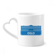 Dıythinker 350 ml Oslo Norveç Mavi Simgesi Desenli Kupaları Seramik Kupa