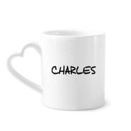Dıythinker 350 ml Özel El Yazısı İngilizce İsim Charles Seramik Kalp Saplı Kupa