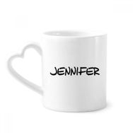 Dıythinker 350 ml Özel El Yazısı İngilizce İsim Jennıfer Seramik Kalp Saplı Kupa