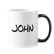 Dıythinker 350 ml Özel El Yazısı İngilizce İsim John Morphing Isıya Duyarlı Değişen Renk Saplı Kupa