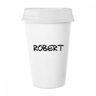 Dıythinker 350 ml Özel El Yazısı İngilizce İsim Robert Klasik Beyaz Çömlek Seramik Kupa