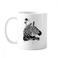 Dıythinker 350 ml Palawan Tropik Stil Zebra Hayvan Klasik Beyaz Çömlekçilik Seramik Saplı Kupa
