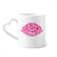 Dıythinker 350 ml Pembe Dudak Kiss Me Sevgililer Günü Kupaları Seramik Kupa