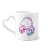 Dıythinker 350 ml Pembe Mavi Kulaklık Müzik Desenli Kupaları Seramik Kupa