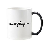 Dıythinker 350 ml Plug Wire Unplug Komik Yaratıcı Tasarım İllüstrasyon Desen Değişen Renk Kupa