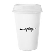 Dıythinker 350 ml Plug Wire Unplug Komik Yaratıcı Tasarım İllüstrasyon Desen Klasik Beyaz Çömlek Seramik Kupa