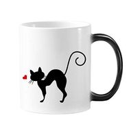 Dıythinker 350 ml Protect Animal Kalp Şekilli Kedi Figürü Sihouette Evcil Hayvan Sevgili Renk Kupa