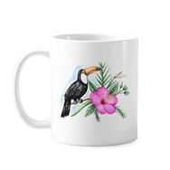 Dıythinker 350 ml Ramphastos Toco Kuş Tropik Klasik Beyaz Çömlekçilik Seramik Saplı Kupa