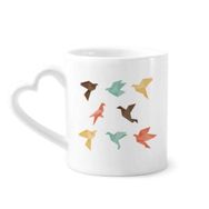 Dıythinker 350 ml Renkli Kuş Soyut Origami Desenli Kupaları Seramik Kupa