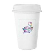 Dıythinker 350 ml Renkli Kuş Suluboya Klasik Kupa Beyaz Çömlekçilik Seramik Kupa