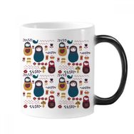 Dıythinker 350 ml Rusya Bebekler Çiçek Posteri Rus Matryoshka Morphing Isıya Duyarlı Değişen Renk Kupa