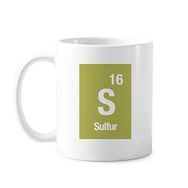Dıythinker 350 ml S Kükürt Kimyasal Element Bilim Klasik Beyaz Çömlekçilik Seramik Saplı Kupa