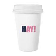 Dıythinker 350 ml Saman Alıntı Siyah Teşvir Pozitif Hello Klasik Kupa