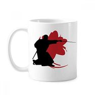 Dıythinker 350 ml Samurai Bıçak Sakura Japon Silüeti Klasik Kupa Beyaz Çömlekçilik Seramik Kupa
