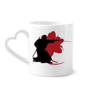 Dıythinker 350 ml Samurai Stab Sakura Japon Silüeti Kupaları Seramik Kupa