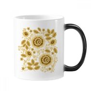 Dıythinker 350 ml Sarı Altın Klasik Çiçek Desenli Çiçekler Değişen Renk Kupa
