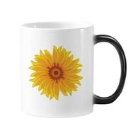 Dıythinker 350 ml Sarı Ayçiçeği Bitki Çiçek Değiştiren Renk Değiştiren Isıya Duyarlı Saplı Kupa