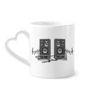 Dıythinker 350 ml Şarkı Müzik Hoparlör Kutusu Desenli Seramik Kalp Saplı Kupa