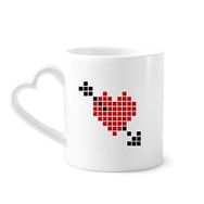 Dıythinker 350 ml Sevgililer Arror Pierce via Heart Pixel Kupaları Seramik Kupa