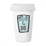 Dıythinker 350 ml Shut Up Soyut Yüz Eskizi İfadeleri Online Sohbet Klasik Beyaz Çömlek Seramik Kupa