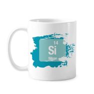 Dıythinker 350 ml Si Silicon Chemical Element Science Boya Fırçası Kupa Beyaz Seramik Kupa