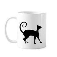 Dıythinker 350 ml Siyah Kedi Evcil Hayvan Sevgili Hayvan Sanat Silüeti Klasik Kupa