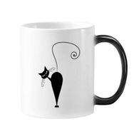 Dıythinker 350 ml Siyah Kedi Geri Gelir Cadılar Bayramı Hayvan Sanat Silüeti Değişen Renk Kupa