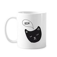 Dıythinker 350 ml Siyah Kedi Kafası Miyav Basit Çizgi Çizim Koruyucu Hayvan Klasik Kupa