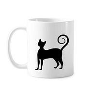 Dıythinker 350 ml Siyah Kedi Miyav Zarif Sevimli Hayvan Sanat Silüeti Klasik Kupa