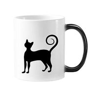 Dıythinker 350 ml Siyah Kedi Miyav Zarif Sevimli Hayvan Sanat Silüeti Renk Kupa