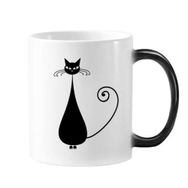Dıythinker 350 ml Siyah Kedi Oturur Cadılar Bayramı Hayvan Sanat Silüeti Değişen Renk Kupa